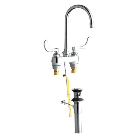 Chicago Faucet Manual Bathroom Faucet, 4" Mount, Chrome plated 894-317GN2AE3ABCP