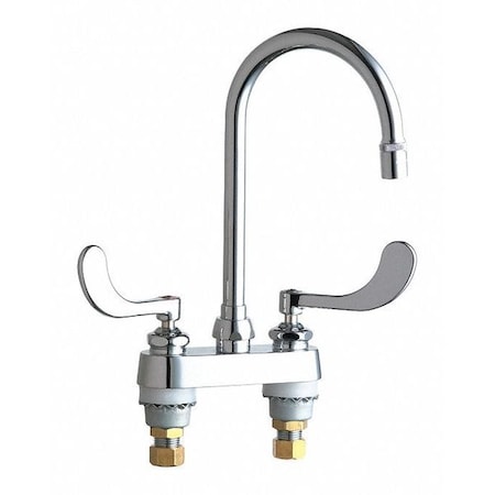 Chicago Faucet Manual Hot And Cold Water Sink Faucet, 4" Mount, Chrome plated 895-317GN2AE36ABCP