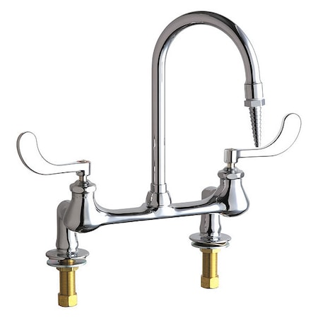 Chicago Faucet Wristblade Handle Hot And Cold Water Inlet Faucet, 8" Mount, Chrome plated 946-317CP