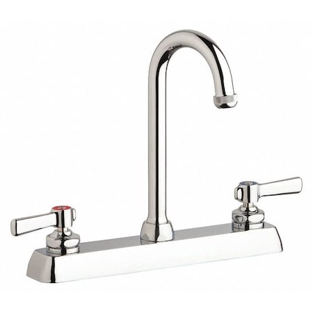 Chicago Faucet Dual-Handle Hot And Cold Water Washboard Sink Faucet, 8" Mount, Chrome plated W8D-GN1AE1-369ABCP