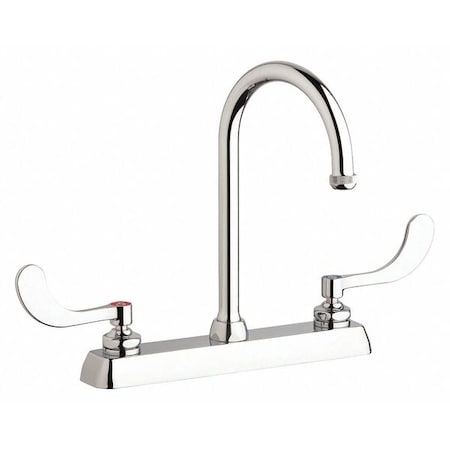 Chicago Faucet Dual-Handle Hot And Cold Water Washboard Sink Faucet, 8" Mount, Chrome plated W8D-GN2AE1-317ABCP