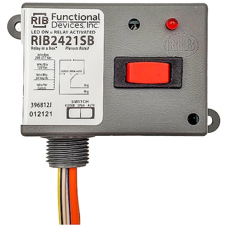 Functional Devices-Rib Enclosed Pre-Wired Relay, 20A at 277VAC, SPST RIB2421SB