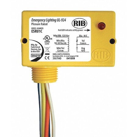 Functional Devices-Rib Enclosed Pre-Wired Relay, 10A@120-277VAC ESRU1C