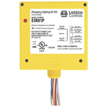 Functional Devices-Rib Enclosed Pre-Wired Relay, 20A at 300VAC, DPDT ESR01P