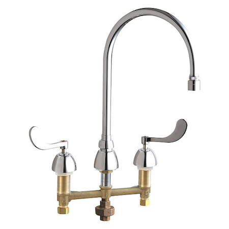 Chicago Faucet Manual Bathroom Faucet, 8" Mount, Chrome plated 786-TWGN8AE29VXKAB