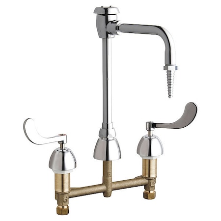 Chicago Faucet Manual Concealed Hot And Cold Water Sink Faucet, 8" Mount, Chrome plated 786-GN2BVBE7CP