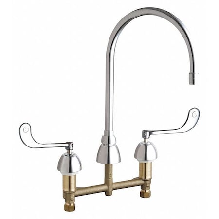 Chicago Faucet Manual Concealed Hot And Cold Water Sink Faucet, 8" Mount, Chrome plated 786-GN8AE3-319ABCP