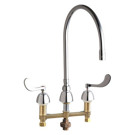 Chicago Faucet Manual Bathroom Faucet, 8" Mount, Chrome plated 786-TWGN10ASE3AB