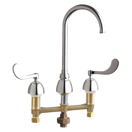 Chicago Faucet Manual Bathroom Faucet, 8" Mount, Chrome plated 786-TWGN2AFCABCP