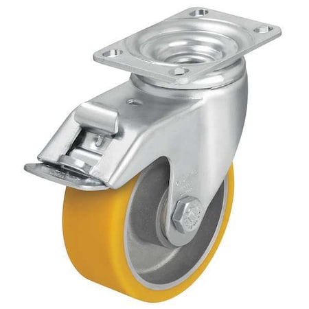 Zoro Select Swivel Plate Caster, Poly, 4 in, 400 lb, C, Ylw L-ALTH 100K-12-FI
