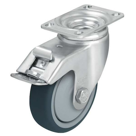 Zoro Select Swivel Plate Caster, Polyurethane, 5 in, 400 lb, Gry L-PATH 125KF-12-FI