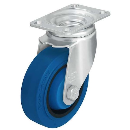 Zoro Select Swivel Plate Caster, Rubber, 4 in, 400 lb, Gry L-POEV 102KA-12-SB