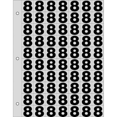 Electromark Number Label, 8, Black/Silver SUNKS1.0NB8