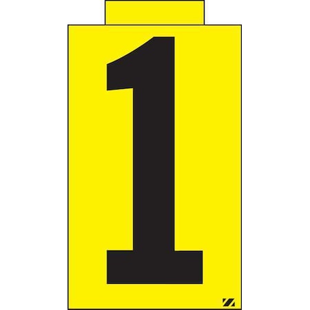 Electromark Number Label, 1, Black/Yellow, PK25 SUNKY2.51