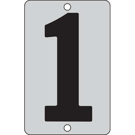 Electromark Number Card, 1, 2In, Blk/Slvr, PK25 FLATKS2S1