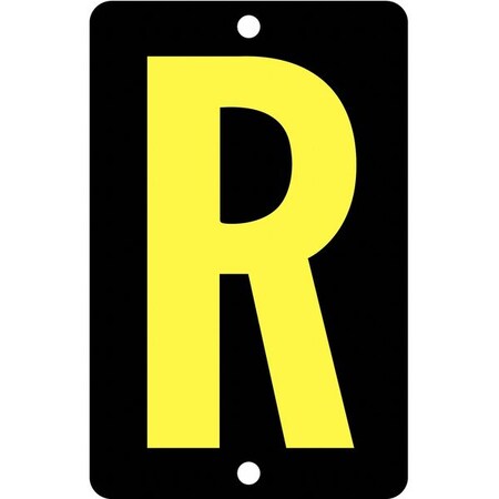 Electromark Letter Card, R, 2In, Blk/Slvr, PK25 FLATYK2SR