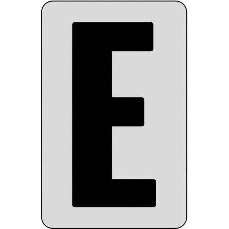 Electromark Letter Card, E, 2In, Blk/Slvr, PK25 SLIDEKS2SE