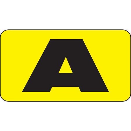 Electromark Letter Card, A, 5/8In, Blk/Yllw, PK100 FLATKYAR1FA