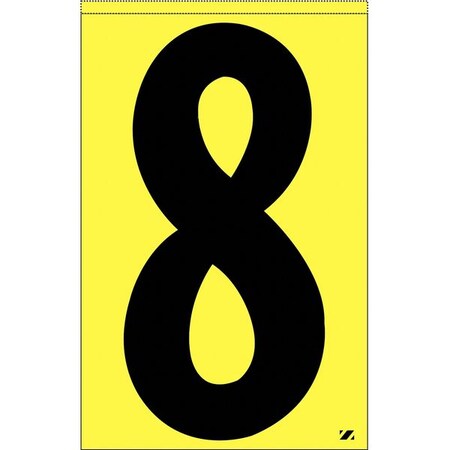 Electromark Number Label, 8, Black/Yellow, PK25 SUNKY4.08