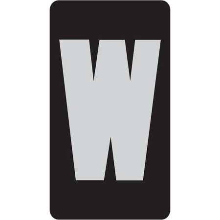 Electromark Letter Card, W, 1In, Slvr/Blk, PK100 SLIDESKAR1SW