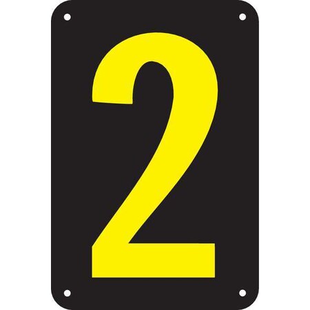 Electromark Number Card, 2, 3In, Yllw/Blk, PK25 SLIDEYKAR3S2
