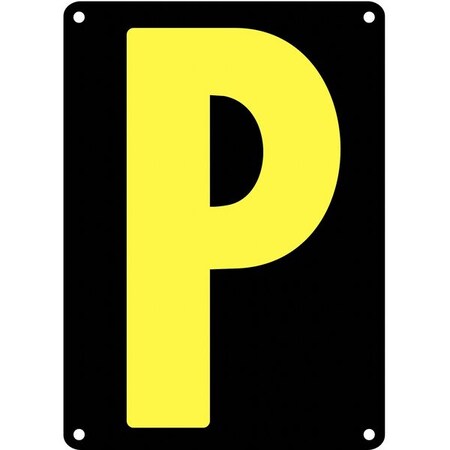 Electromark Letter Card, P, 3In, Yllw/Blk, PK25 SLIDEYKAR3SP