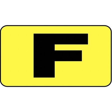 Electromark Letter Card, F, 5/8In, Blk/Yllw, PK100 FLATKYPB1FF