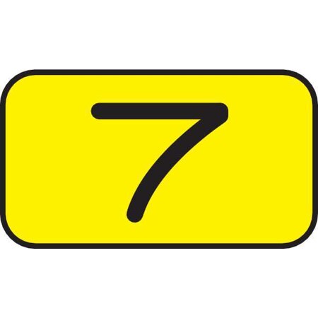 Electromark Number Card, 7, 5/8In, Blk/Yllw, PK100 ET1041KY1F7