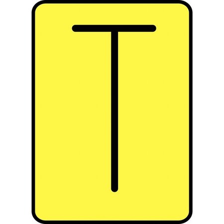 Electromark Letter Card, T, 3In, Blk/Yllw, PK25 ET1051KY3ST