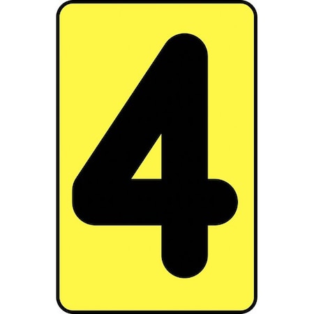 Electromark Number Card, 4, 2In, Blk/Yllw, PK25 ET1053KY2S4