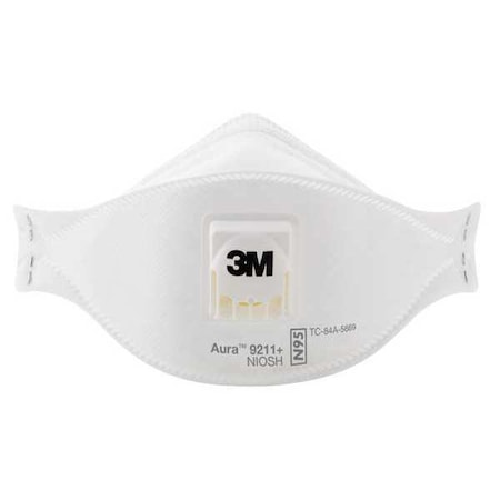 3M Disposable Respirator, N95, Flat-Fold, Single, Non-Adjustable, Metal Nose Clip, M, 10PK 9211+