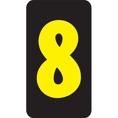 Electromark Number Card, 8, 1In, Yllw/Blk, PK100 SLIDEYKAR1S8
