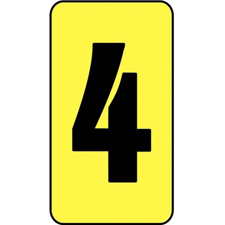 Electromark Number Card, 4, 1In, Blk/Yllw, PK100 SLIDEKYAR1S4