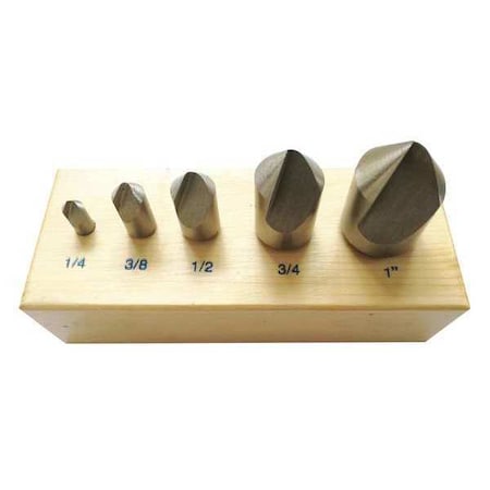 Zoro Select Countersink Set, 5 PC, 1 FL, 82 Deg, HSS 21ML06