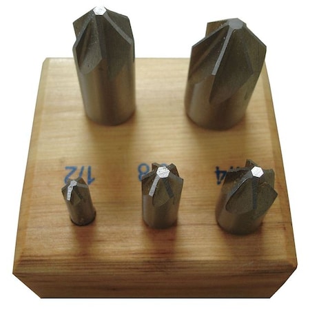 Zoro Select Countersink Set, 5 PC, 3 FL, 82 Deg, HSS 21ML13