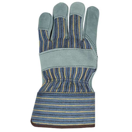 Mcr Safety Leather Gloves, Cotton, Safety Cuff, Wing Thumb, Blue, L 1400LH
