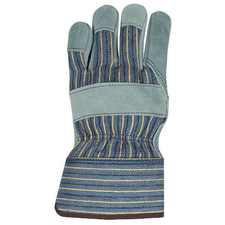 Mcr Safety Leather Gloves, Cotton, Safety Cuff, Wing Thumb, Blue, L 1400RH
