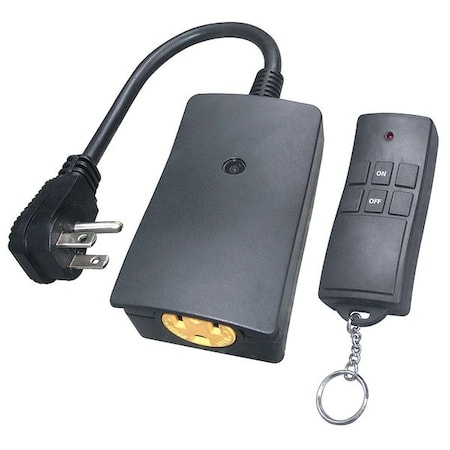 Power First Remote Control Outlet, 1 Outlet(s) NEMA 5-15R, NEMA 5-15P, 7", Black 21RJ22