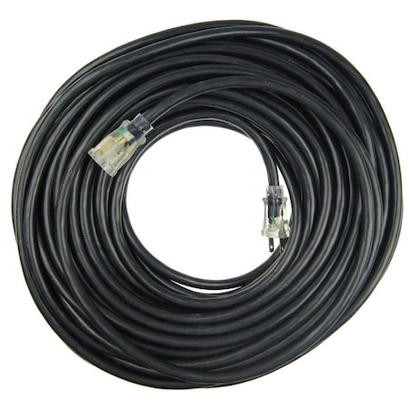 Zoro Select SJTW Outdoor Extension Cord, 12 AWG 1 Outlet, 5-15R, Black, PVC, 5-15P, 100ft 21RJ53