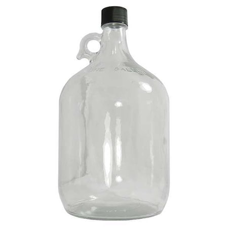 Qorpak Jug, 1.92 L Capacity - mL, 64 fl oz Capacity - oz, Screw On Closure, Glass, clear, 10.43 in H GLC-01406
