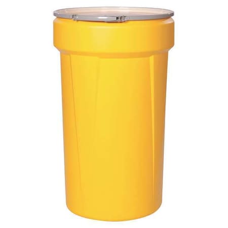 Eagle Mfg Open Head Transport Drum, Polyethylene, 57 gal, Unlined, Yellow 1655M