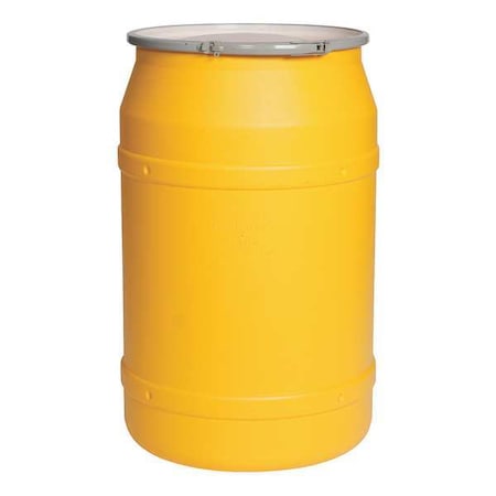 Eagle Mfg Open Head Transport Drum, Polyethylene, 57.5 gal, Unlined, Yellow 1656M