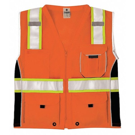 Kishigo Large Black Panels Safety Vest, Orange 1514-L