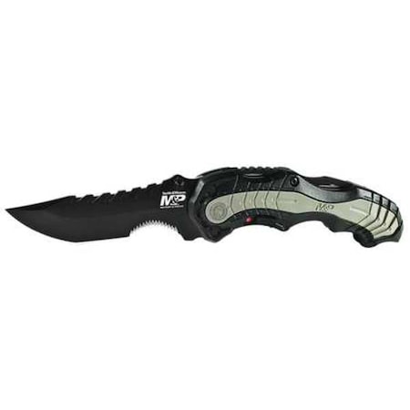 Smith & Wesson Folding Knife, Clip Point, Black, 3-7/16 In SWMP6BS