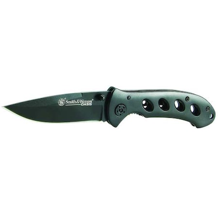 Smith & Wesson Folding Knife, Drop Point, 3-1/4 In, Grey SW423GCP