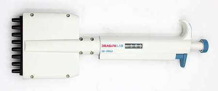 DLAB Pipette, Eight-Channel, 50-300uL, ABS 21R788