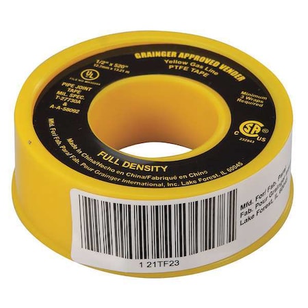 ZORO SELECT Sealant Tape, 1/2 x 520 In 21TF23