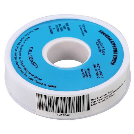 ZORO SELECT Sealant Tape, 1/2 x 600 In 21TF42