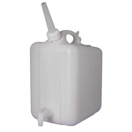 Zoro Select Jerrican with Spigot, 5 L Capacity - mL, 1.25 gal Capacity - oz, Screw On/Spigot Closure, HDPE F11859-0010