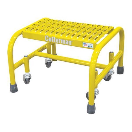 Cotterman Rolling Platform, 1 Steps, 12 in Overall Height, Steel, Yellow 1001N1818A3E10B3C2P1